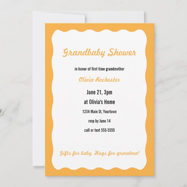 Grandbaby Shower with orange border Invitation (Front)