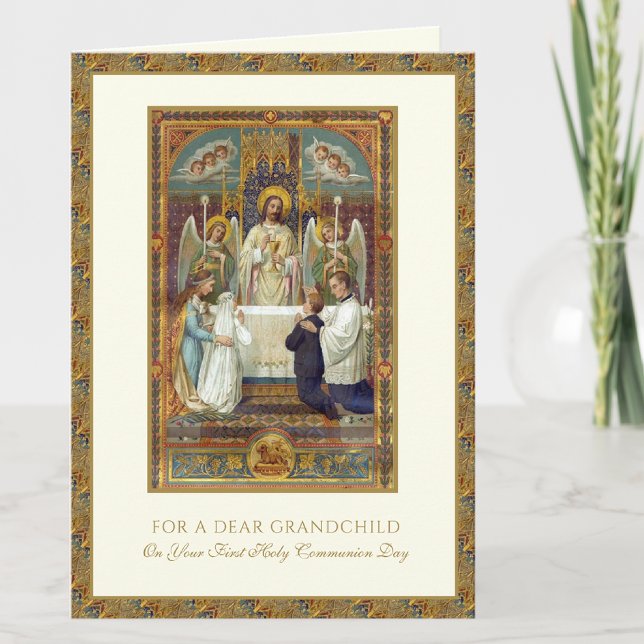 Grandchild First Holy Communion Jesus Angels  Card (Creator Uploaded)