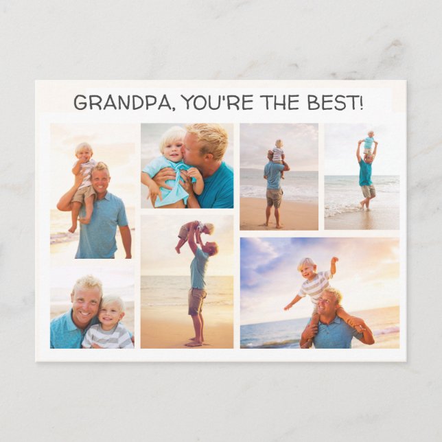 Grandchild Grandpa You're Best 7 Photo Collage   Postcard (Front)