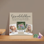 Grandchildren 3 Photo Collage and Caption Beige Faux Canvas Print<br><div class="desc">Custom photo canvas print for grandparents or grandchildren. The quote reads "grandchildren fill a place in your heart you did not know was empty" and is lettered with elegant calligraphy and uppercase typography. The photo template is set up for you to add 3 of your favourite pictures, which are displayed...</div>