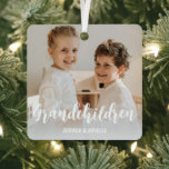 Grandchildren Customised Photo Collage Metal Tree Decoration<br><div class="desc">This modern grandchildren, photo collage double sided christmas tree ornament is the perfect gift for your grandma or grandpa, featuring 4 of your favourite photographs, template text grandchildren in a fun script font, and then personalise with your names. Fantastic as a christmas keepsake, can be changed to any relative and...</div>