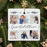 Grandchildren Gift for Grandparents Photo Collage Ceramic Ornament<br><div class="desc">Send a beautiful personalized gift to your Grandparents that they'll cherish forever. Special personalized grandchildren photo collage ornament to display your own special family photos and memories. Our design features a simple 6 photo collage grid design with "Grandchildren” designed in a beautiful handwritten black script style. Customize with grandchildren's names...</div>