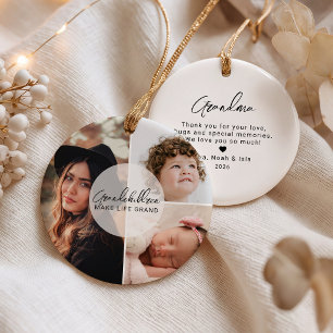 Grandchildren Make Life Grand Grandma 3 Photo Ceramic Tree Decoration