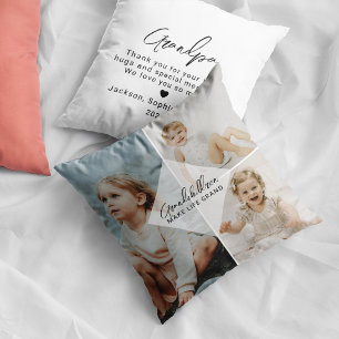 Grandchildren Make Life Grand Grandpa 3 Photo Cushion