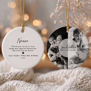 Grandchildren Make Life Grand Nanna 3 Photo Ceramic Tree Decoration