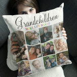 Grandchildren Make Life Grand | Photo Collage Cushion<br><div class="desc">Unique grandkids 12 photo collage pillow makes the perfect gift for any grandparent, featuring text that reads 'GRANDCHIDREN MAKE THE WORLD GRAND' on the back of the pillow is personalised with a messge and who its from. The font styles, sizes and background colour can be changed by clicking on the...</div>