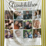 Grandchildren Make Life Grand | Photo Collage Fleece Blanket<br><div class="desc">Looking for the perfect Mother's Day gift for a grandparent? Look no further than our one-of-a-kind 12 photo collage blanket! This cosy and sentimental present features a heartwarming message - 'GRANDCHILDREN MAKE THE WORLD GRAND' - and can be personalised with the names of all the grandkids. Want to make it...</div>