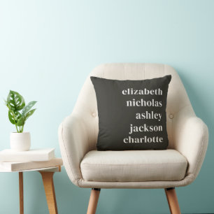 Grandchildren Names Black Modern Trendy Gift Cushion
