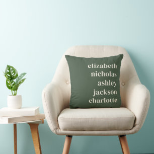 Grandchildren Names Green Modern Trendy Gift Cushion