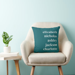 Grandchildren Names Teal Modern Trendy Gift Cushion