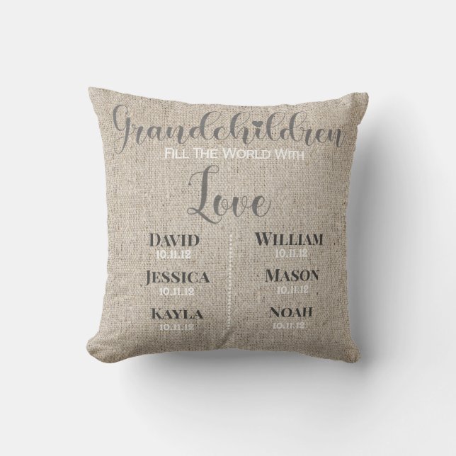 Grandchildren personalised throw pillow (Front)