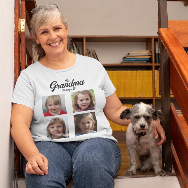 Grandchildren Photo Collage Grandma Personalised T-Shirt (Creator Uploaded)