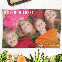 Grandchildren Photo Names Grandparents Custom Tea Towel