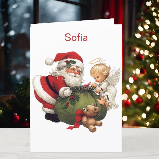 Grandchild's Name Santa Claus Christmas Holiday Card (Creator Uploaded)