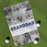 Granddad Modern Photo Collage Golf Towel<br><div class="desc">Showcase your love for golf and family with our Modern Grandfather Golf Towel. This isn't just a towel; it's a canvas for your cherished memories, with spaces for nine of your favourite family photos. The towel also celebrates the patriarch with a bold "GRANDDAD" title and an affectionate note: "The Man,...</div>