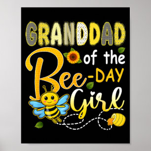 Granddad of the bee-day girl funny bee birthday poster