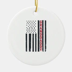 Granddaddy American Flag Vintage Patriotic Design_ Ceramic Tree Decoration