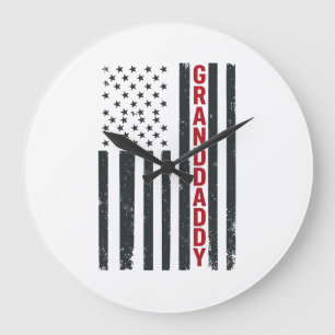 Granddaddy American Flag Vintage Patriotic Design_ Large Clock