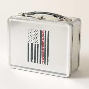 Granddaddy American Flag Vintage Patriotic Design_ Metal Lunch Box
