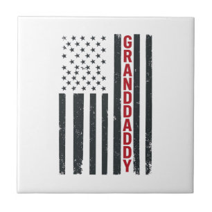 Granddaddy American Flag Vintage Patriotic Design_ Tile