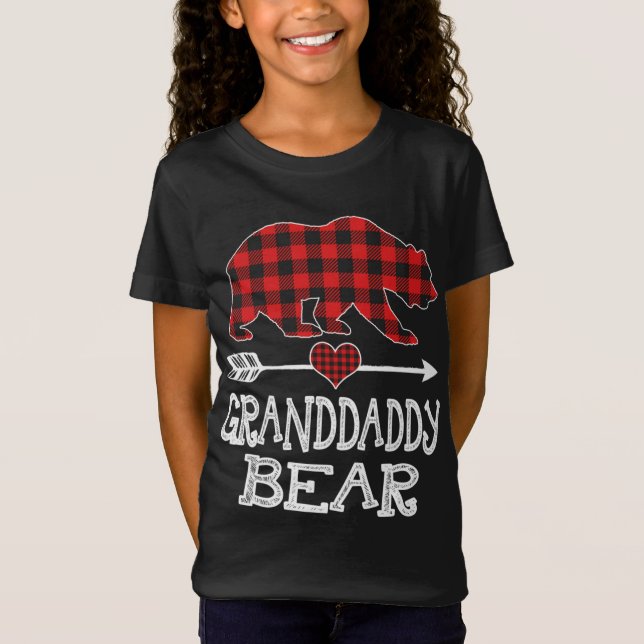 Granddaddy Bear Christmas Pajama Red Plaid Buffalo T-Shirt (Front)