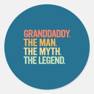 Granddaddy Man Myth Legend Retro Classic Round Sticker