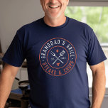 Granddad's Grill Personalised Year Established T-Shirt<br><div class="desc">Celebrate Granddad with this navy t-shirt styled like a BBQ restaurant logo. The bold white and rust circular design features crossed grilling utensils and the phrase “Grill & Chill, ” making it the perfect gift for Father’s Day,  birthdays,  or any grilling enthusiast.</div>
