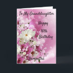 Granddaughter 10th Birthday Pink and White Flower Card<br><div class="desc">Granddaughter 10th Birthday Pink and White Flower Card</div>