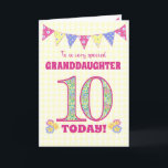 Granddaughter 10th Birthday Primroses Bunting Card<br><div class="desc">A pretty 10th Birthday card for your granddaughter, with polka dot bunting, primrose flowers and numbers filled with a primrose pattern, all on a pale yellow check gingham background. The front cover message is, 'To a very special GRANDDAUGHTER 10 TODAY!' The inside message is just a suggestion and you can...</div>