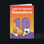 Granddaughter 10th Birthday Sports Balls Card<br><div class="desc">Bring joy to a granddaughter who is also a sports lover on her upcoming 10th birthday with colourful sports inspired sports balls card. Get this card to day and be ready to give her on her birthday.</div>
