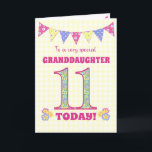 Granddaughter 11th Birthday Primroses Bunting Card<br><div class="desc">A pretty 11th Birthday card for your granddaughter, with polka dot bunting, primrose flowers and numbers filled with a primrose pattern, all on a pale yellow check gingham background. The front cover message is, 'To a very special GRANDDAUGHTER 11 TODAY!' The inside message is just a suggestion and you can...</div>