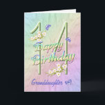 Granddaughter 14th Birthday Butterfly Garden Card<br><div class="desc">A rainbow of colours,  pink flowers and lavender butterflies fills this girls 14th Happy Birthday card with joy for granddaughter.  Front name and inside verse may be personalised using the template provided.  Original design by Anura Design Studio.</div>