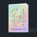 Granddaughter 14th Birthday Butterfly Garden Card<br><div class="desc">A rainbow of colours,  pink flowers and lavender butterflies fills this girls 14th Happy Birthday card with joy for granddaughter.  Front name and inside verse may be personalised using the template provided.  Original design by Anura Design Studio.</div>