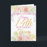 Granddaughter 14th Birthday Pink Rose Floral Card<br><div class="desc">A gorgeous floral 14th birthday card for your granddaughter. This fabulous design features soft pink watercolor roses and flowers  Personalise with a name to wish someone a very happy fourteenth birthday.</div>