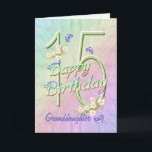 Granddaughter 15th Birthday Butterfly Garden Card<br><div class="desc">A rainbow of colours, pink flowers and lavender butterflies fills this girls 15th Happy Birthday card with joy for Granddaughter. Front name and inside verse may be personalised using the template provided. You may also enjoy the matching gifts and other products available in my store. Original design by Anura Design...</div>