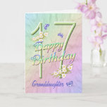 Granddaughter 17th Birthday Butterfly Garden Card<br><div class="desc">A rainbow of colours, pink flowers and lavender butterflies fills this girls 17th Happy Birthday card with joy for granddaughter. Front name and inside verse may be personalised using the template provided. You may also enjoy the matching gifts and other products available in my store. Original design by Anura Design...</div>