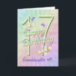 Granddaughter 17th Birthday Butterfly Garden Card<br><div class="desc">A rainbow of colours, pink flowers and lavender butterflies fills this girls 17th Happy Birthday card with joy for granddaughter. Front name and inside verse may be personalised using the template provided. You may also enjoy the matching gifts and other products available in my store. Original design by Anura Design...</div>