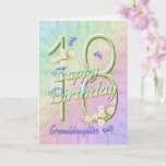 Granddaughter 18th Birthday Butterfly Garden Card<br><div class="desc">A rainbow of colours, pink flowers and lavender butterflies fills this girls 18th Happy Birthday card with joy for granddaughter. Front name and inside verse may be personalised using the template provided. You may also enjoy the matching gifts and other products available in my store. Original design by Anura Design...</div>