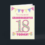 Granddaughter 18th Birthday Primroses Bunting Card<br><div class="desc">A pretty 18th Birthday card for your granddaughter, with polka dot bunting, primrose flowers and numbers filled with a primrose pattern, all on a pale yellow check gingham background. The front cover message is, 'To a very special GRANDDAUGHTER 18 TODAY!' The inside message is just a suggestion and you can...</div>