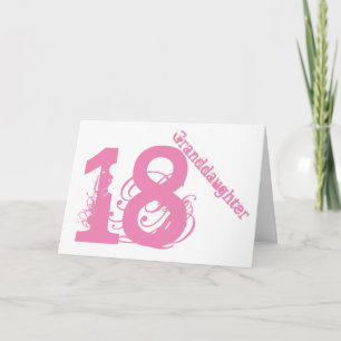 Granddaughter, 18th birthday, white and pink. card