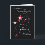Granddaughter 18th Birthday with Red and White  Card<br><div class="desc">Red and white stars stand out against a black background. Inspirational card for your granddaughter's 18th birthday.</div>