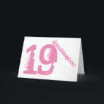 Granddaughter, 19th birthday, white and pink. card<br><div class="desc">A white background featuring  pink text,  on this 19th birthday greeting for any cool granddaughter. My Funny Mind Greetings.</div>