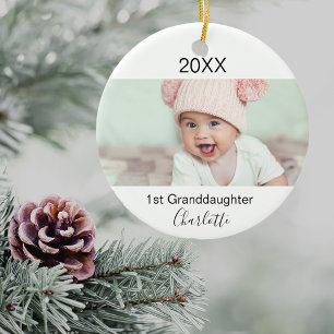 Granddaughter 1st baby photo grandparents ceramic tree decoration
