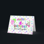 Granddaughter 1st Birthday Card<br><div class="desc">A fun party card for a 1 year old granddaughter with confetti in the background in pastel colors, the center with colorful "Happy 1st Birthday" and "Granddaughter in". On the left side of the words you find a pink polka dot balloon and a green polka dot balloon, a party hat...</div>