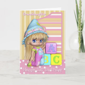 Granddaughter 1st Birthday Card With Cute Girl