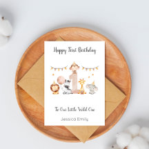 Granddaughter 1st Birthday Safari Animals Card