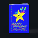 Granddaughter 1st Birthday Star Card<br><div class="desc">Cute yellow star with colourful flowers and numbers for granddaughter's first birthday.  Name on front may be modified in template.  Could be daughter,  niece,  great granddaughter,  sister,  friend or a specific name.  Original design by Anura Design Studio.</div>