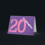 Granddaughter, 20th birthday, white, pink, purple. card<br><div class="desc">A purple background featuring white and pink text,  on this 20th birthday greeting for any cool granddaughter. My Funny Mind Greetings.</div>