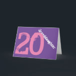 Granddaughter, 20th birthday, white, pink, purple. card<br><div class="desc">A purple background featuring white and pink text,  on this 20th birthday greeting for any cool granddaughter. My Funny Mind Greetings.</div>