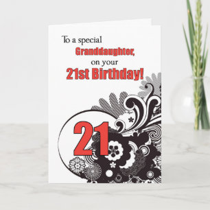 Granddaughter, 21st Birthday Religious Swirls Card